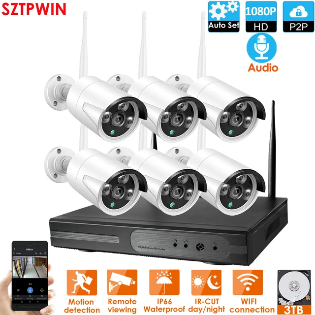 $US $88.20 6CH 1080P Audio FHD Wireless NVR Kit P2P 1080P Indoor Outdoor IR Night Vision Security 2.0MP Audio IP Camera WIFI CCTV System