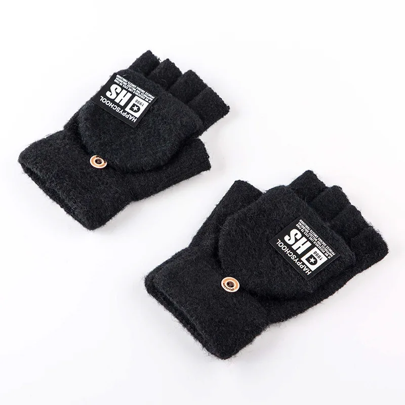 ZZ36 black Мужские и женские перчатки, зимние теплые мягкие корейские студенческие перчатки для верховой езды, вязаные шерстяные перчатки для влюбленных - Цвет: ZZ36 black