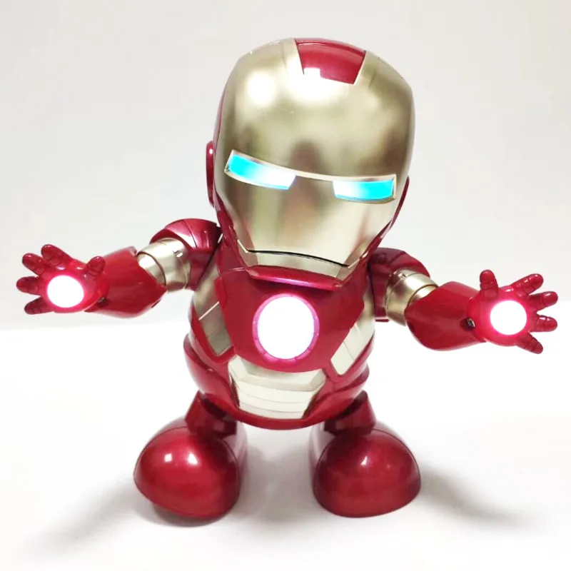 Танец Железный человек Marvel Мстители фигурка ультрамена игрушка светодиодная вспышка звук музыка робот Железный человек Маска комикс мультфильм герой электронный