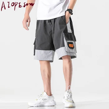 

AIOPESON Summer New Function Trend Retro Stitching Pants Men Shorts Bottoms Fashion Loose Hip Hop Tooling Pants Men Shorts