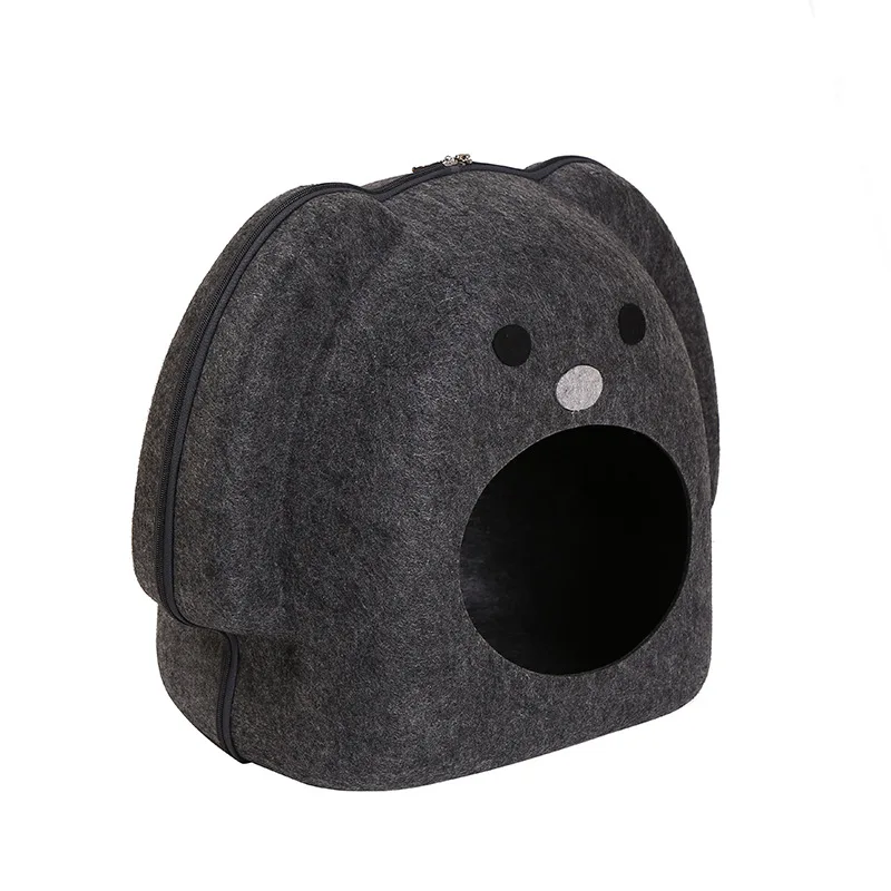 Кошка форма собака Лежанка для кошки кошачья спальный мешок молния войлочная ткань зимний теплый домик для домашнего питомца все вокруг кошачье гнездо с Отделяемая подушка коврик