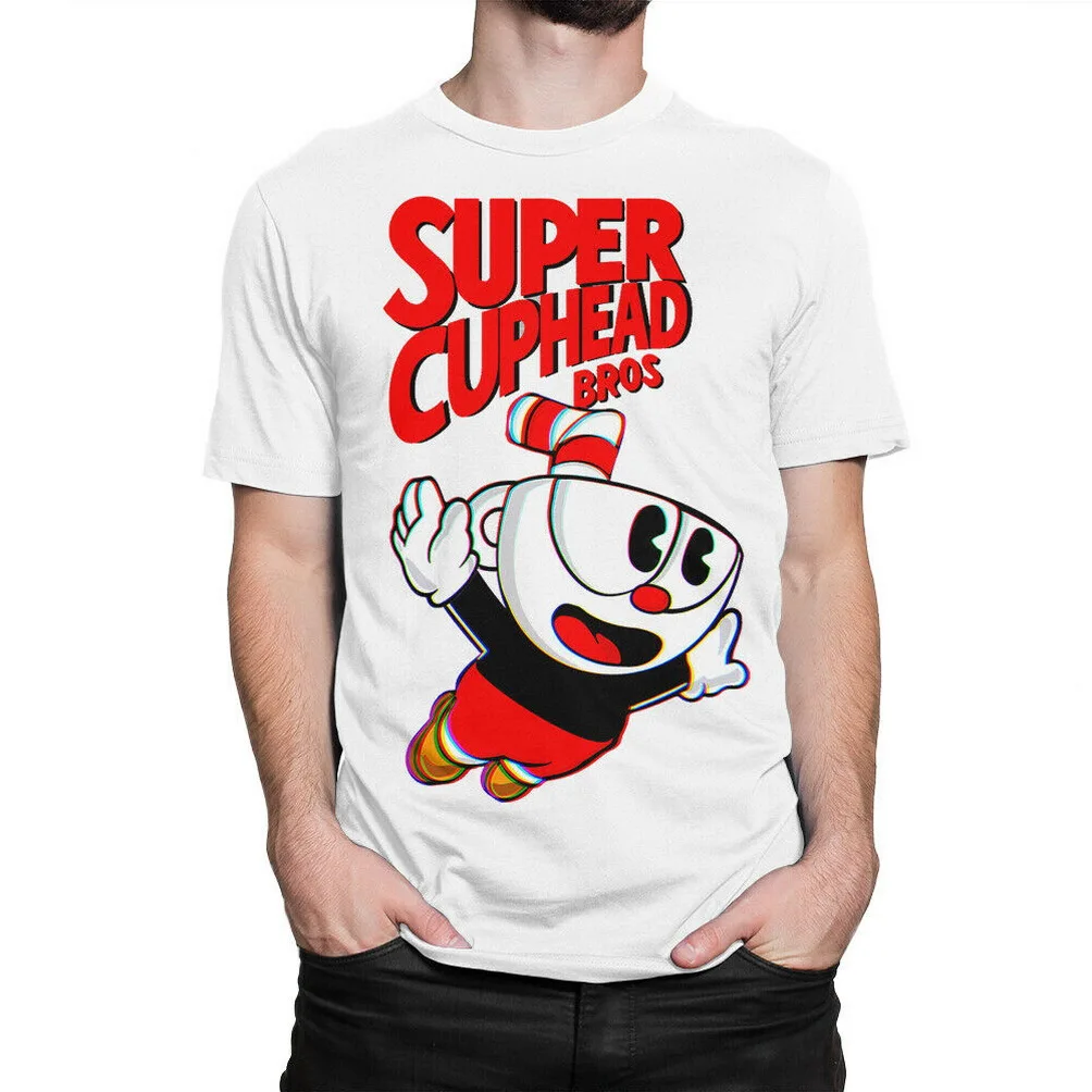Забавная футболка для видеоигр Super Cuphead Bros уличная одежда | Мужская
