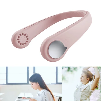 

Pink Bladeless Hanging Neck Fan USB Neckband Fan Portable for Traveling