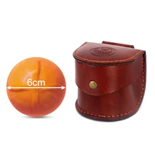 Tourbon Vintage Mini Portable Grass Park Golf Ball Pouch Bag Holder Playground Cowhide Leather 60mm Golf Ball Waist Carrier