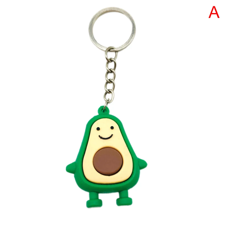 NEW Simulation Fruit Avocado Shaped Keychain Keyring 3D Soft Avocado Key Chains Fashion Jewelry Party Gift 2 Styles