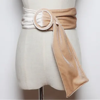 

LANMREM 2020 Korean Version Of The Wild Round Buckle Velvet Girdle Simple With Skirt Shirt Decorative Wide Belt PC206