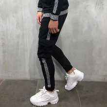 Мужские модные штаны с несколькими карманами, шаровары для бега, мужские брюки, мужские одноцветные штаны для бега, спортивные штаны, большой размер