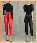 Осенние женские сексуальные Клубные брюки с высокой талией, плиссированные облегающие брюки для бега, элегантная уличная одежда, обтягивающие брюки, женские брюки-карандаш