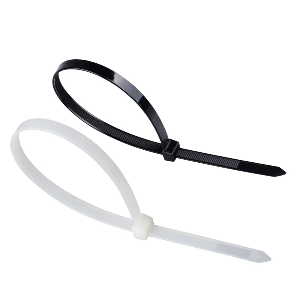 Nylon Cable Ties Self-locking White Black Plastic Ring Winding Cable Ties Fixed Cables Various Specifications 100PCS
