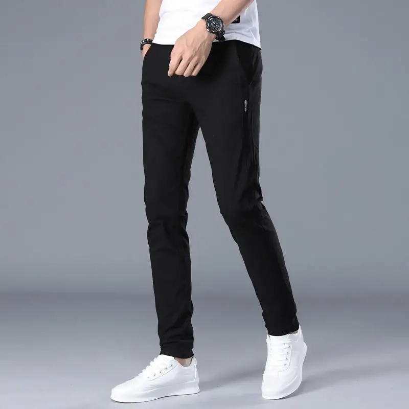 Pantalones de marca para hombre, pantalones casuales de negocios para hombre, pantalones clasicos de longitud media recta, panta