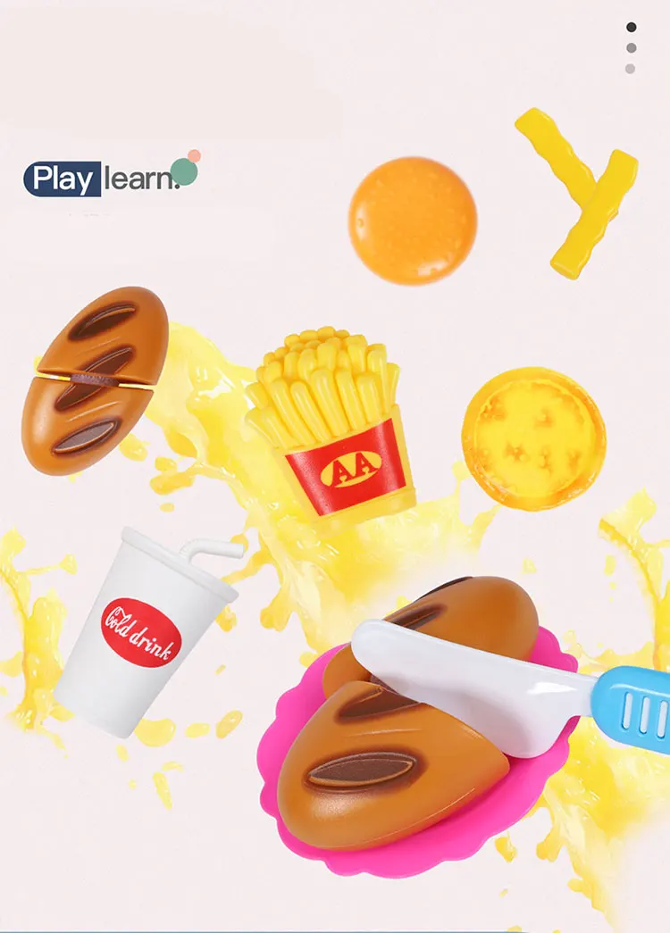 VLAMPO детская игрушка-симулятор, мини-гамбургер, картофель, кола, модель, детский игровой домик, модель, имитационная еда, кухонные игрушки