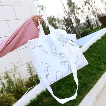 

Literary Canvas Bag Korean New Shoulder Bags Large-Capacity Shopping Bags High Quality Small Fresh Exquisite Women Lady Bag