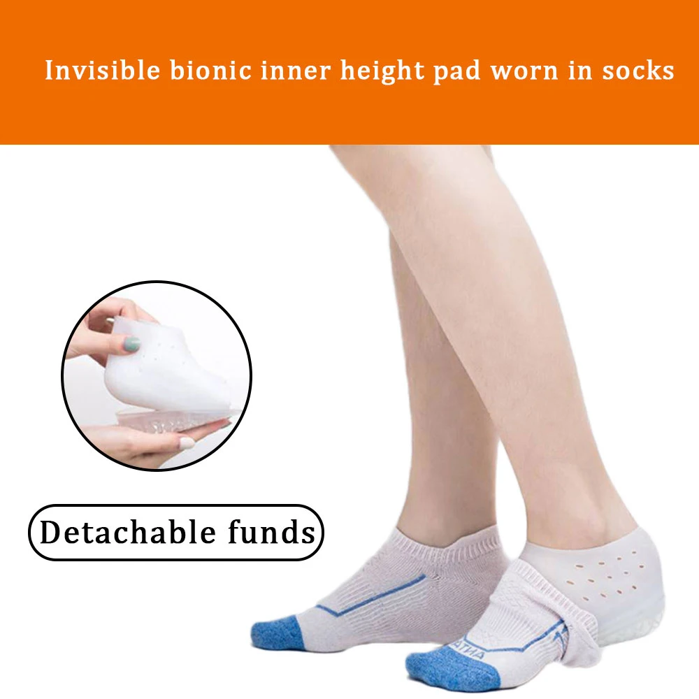 

Useful Invisible Height Lift Heel Pad Sock Liners Increase Insole Pain Relieve Tool C55
