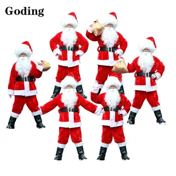 

Christmas Party Performance Costume Adult Men's/Crystal Velvet Santa Claus Clothes Hooded Set/XMAS Decor/Factory Direct Sales