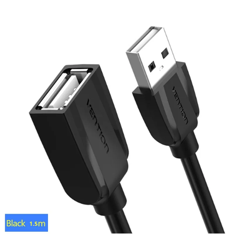 black 150cm Vention USB2.0 кабель-удлинитель для мужчин и женщин кабель-удлинитель USB2.0 кабель-удлинитель для портативных ПК USB кабель-удлинитель для передачи данных - Цвет: black 150cm