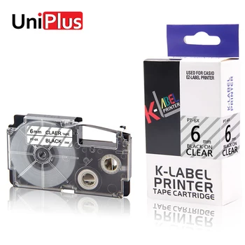 

UniPlus XR-6X Label Tapes Compatible Casio Label Printer XR6X XR 6X 6mm Black on Clear for KL-A70 KL-A300C KL-C100 KL-V400 Maker