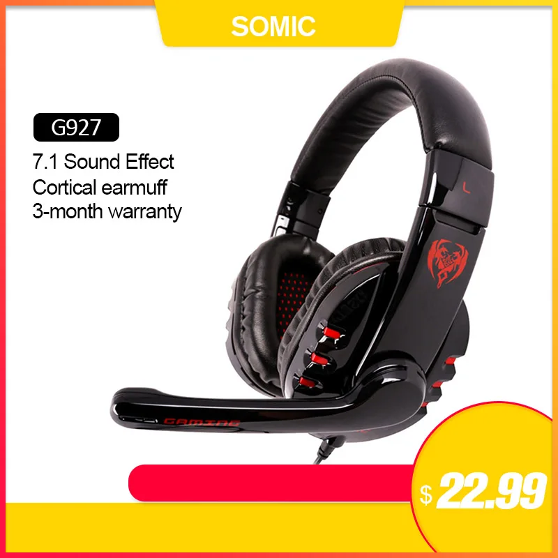 Игровая Гарнитура SOMiC G927 Virtual 7,1 Surround USB Игровые наушники 2,9 м сильная басовая гарнитура с микрофоном для компьютера геймера