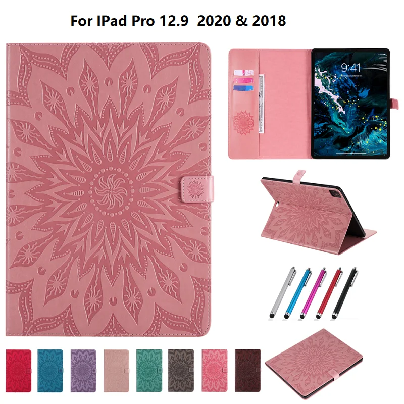 Чехол с цветочным 3D тиснением для iPad Pro 12 9 чехол 2020 кожаный защитный 2018 4-й |