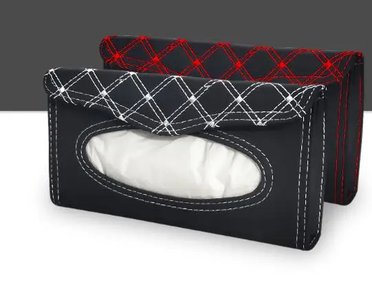Leather Car Sun Visor Tissue Box Auto Pumping Cassette Accessories Holder Creative Removable Paper Napkin Organizer For | Автомобили и