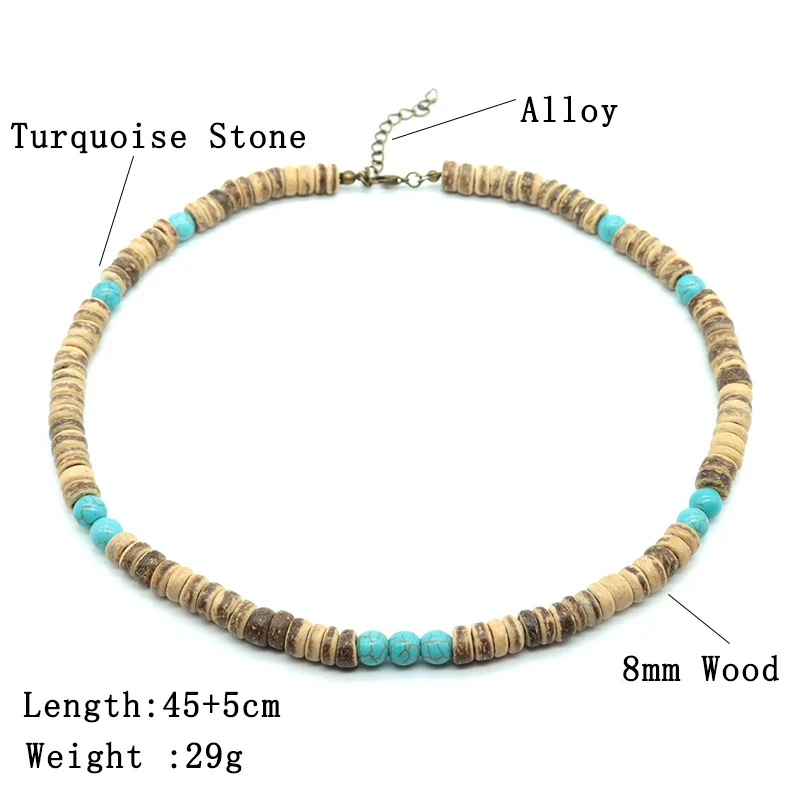 Natural Wooden Men Necklace Accessory