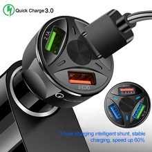 USB chargeur de voiture QC 3.0 chargeur de voiture adaptateur pour iPhone USB charge rapide téléphone portable chargeur de voiture moto usb chargeur de voiture(China)