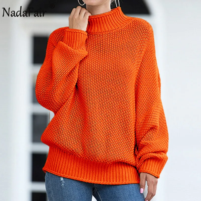Nadafair свитер с высоким воротом рождественские пуловеры зимнего размера плюс Осенняя трикотажная одежда вязаный свитер больше размера d женские джемперы