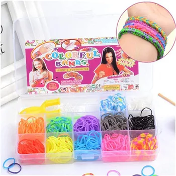 

600pcs Rubber Loom Bands DIY Toys For Children Set Kid Bracelet Silicone Rubber Bands Elastic Rainbow Weave Girl Gifts