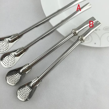 

Drinking Straw Spoon Stainless Steel Tea Yerba Mate Straw Gourd Bombilla Filter Spoons Reusable Metal Tea Tools Horse Tea Spoon