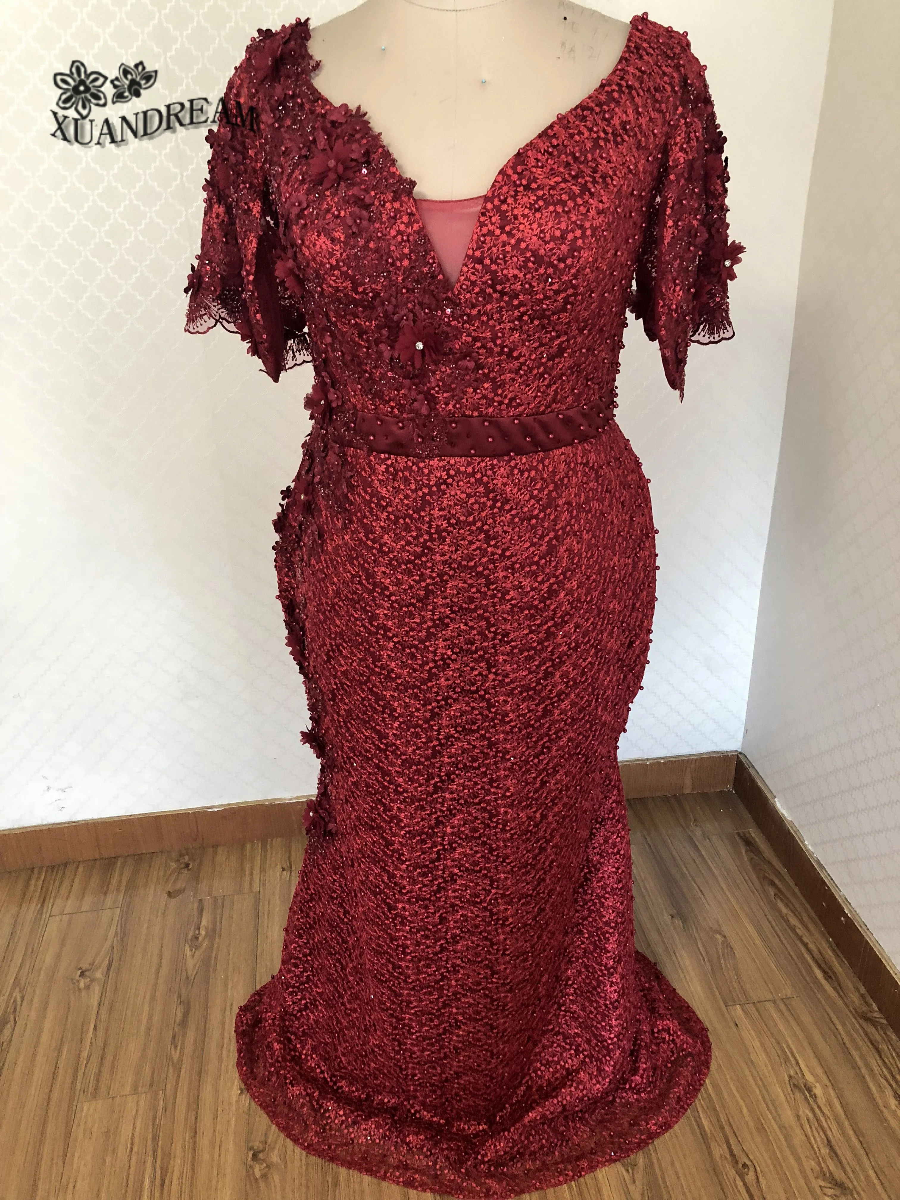 Новое поступление реальные фото тяжелые бусины вечернее платье vestido Формальные mujer юбка Русалка больших размеров Формальное вечернее платье XD-65