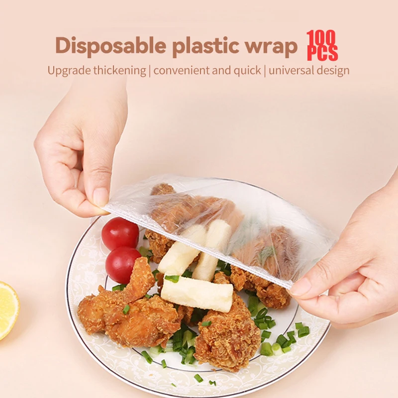 100Pcs Disposable Bowl Cover For Food Dust Covers Elastic Plastic Wrap