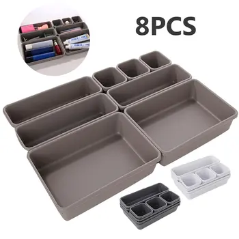 

8pcs/Set Home Drawer Holder Storage Trays Office Storage Box Kitchen Bathroom Cupboard Jewelry Cosmetic Makeup Desk Organizer
