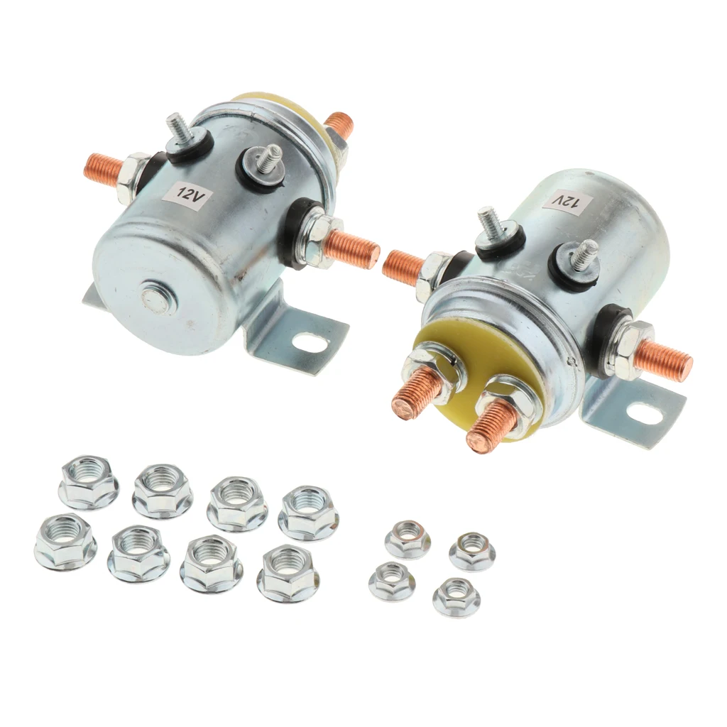 2x Solenoid Relay Switch 6 Terminal For Winch Golf Continuous Duty 12V 200A