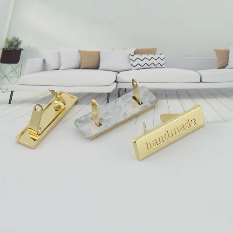 10pcs 5 colors 36mm Handmade Tone On Tone rectangle metal purse label tags,sew bags handmade metal labels Package hardware