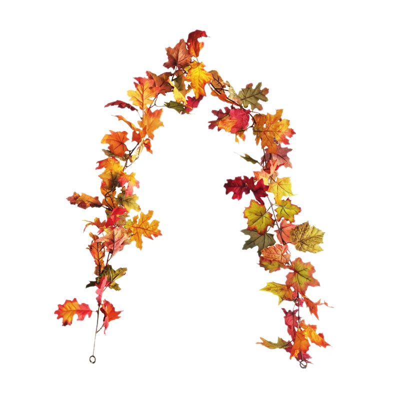 1Pcs Thanksgiving Artificial Maple Leaf Garland Hanging Fall Leaf Vines Hanging Plants for Autumn Wedding Door Dinner Party Holi
