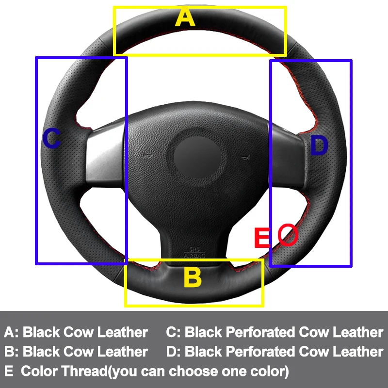Hand Sewing Car Steering Wheel Cover Top Cow Leather For Nissan Tiida 2004-2010 Versa 2007-2011 Sylphy 2006-2011 Versa Note 2012