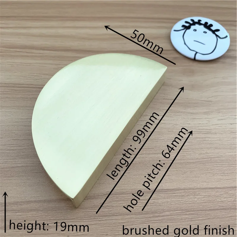 brushed gold small LCH полукруглый твердый цинковый сплав матовый золотой черный цвет ручка для шкафа выдвижная ручка дверная тяга китайский стиль полумесяц - Цвет: brushed gold small