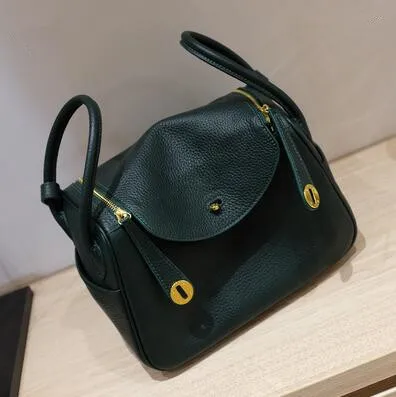 Новая коробка корова натуральная кожа доктор известный бренд дизайнер женские повседневные сумки на плечо Твердые вместительные сумки - Цвет: Dark Green