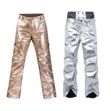 Женские лыжные штаны для зимнего сноубординга, водонепроницаемые, съемные, высокая талия, глянцевые, термоштаны с несколькими брюками, сумка