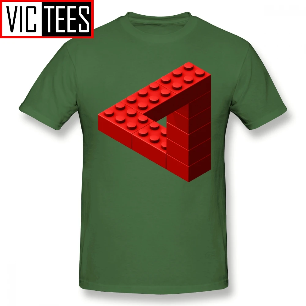 Мужские футболки Escher, Красная Футболка Escher Toy Bricks, Милая футболка, модная мужская футболка с графикой, хлопок - Цвет: Army Green
