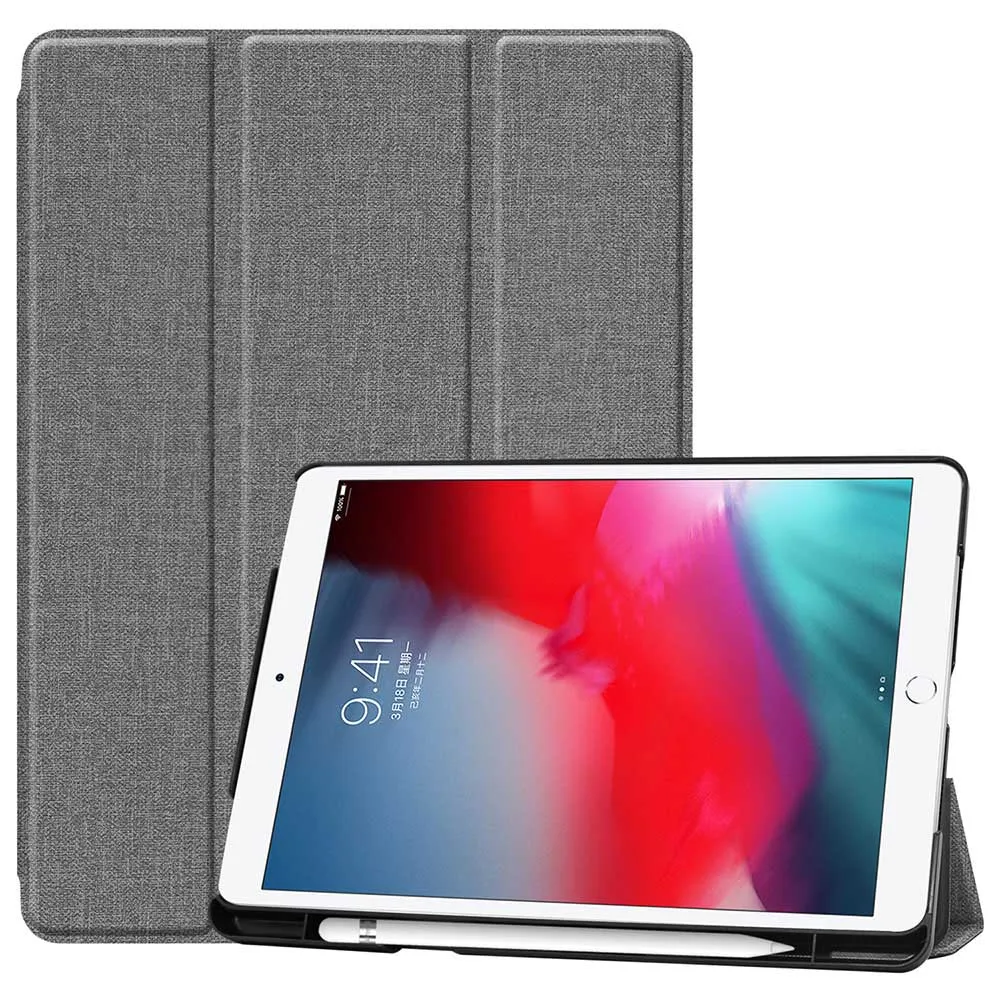grey Трехслойный чехол для планшета для ipad 10,2 Чехол-книжка для Apple ipad 7 10," A2200 A2198 A2197 защитный чехол с держателем для ручки - Цвет: grey