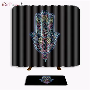 

LeRadore Hippie Style Bathroom Curtain Mandala Print Shower Curtains and Non-slip Bath Mat Set for Doormat Free Shipping