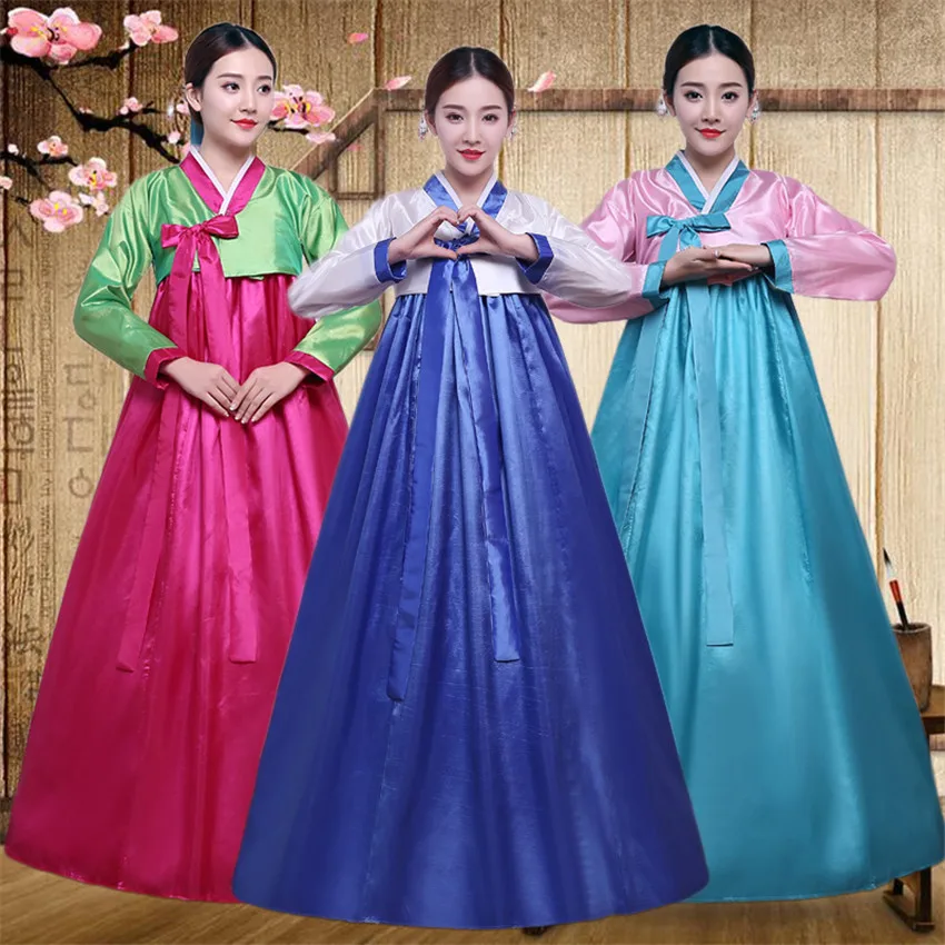 10 Color Korean Traditional Palace Female New Year Minority Dance Performance Dress for Women Full Sleeve Hanbok Costume