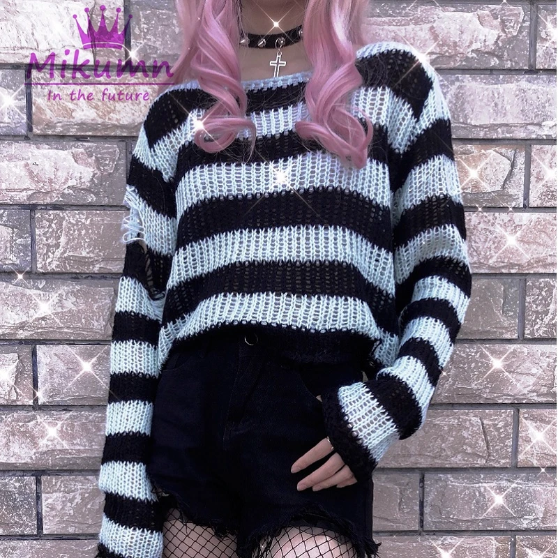 トップス archive grunge border knit ROCK punk y2k archive grunge border knit ROCK punk y2k - トップス正規 品