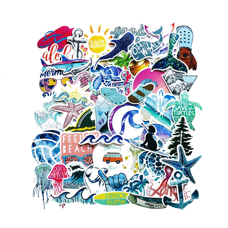 10/50pcs Summer Beach Stickers Surfing Sea Turtle Decal VSCO for Laptop Fridge Phone Skateboard Suitcase Girl Flask Sticker