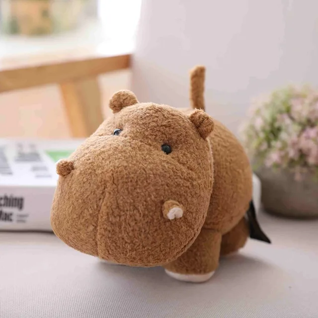 20cm Big Head Hippo Plush Toy Soft Cartoon Animal Hippopotamus Stuffed Doll Cute Home Decoration Baby Children  Gift