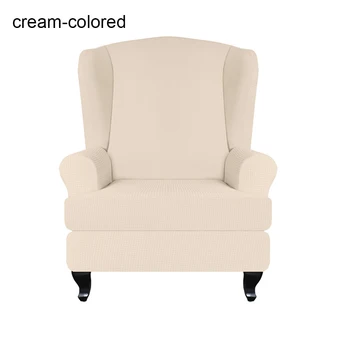 

Sloping Arm King Back Chair Cover High Elastic Soft Wingback Chair Cover Non-slip Solid Color Stretch Protector TUE88