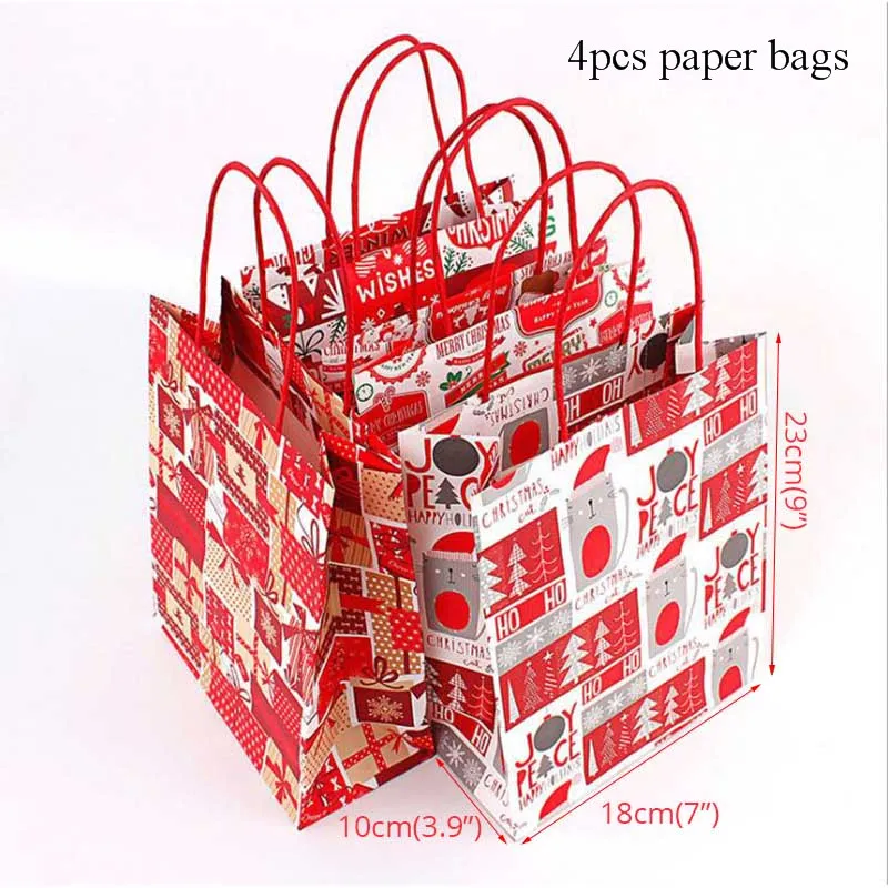 4pcs paper bag O Рождественская коробка для конфет, свадебные украшения для дня рождения, Подарочная коробка для печенья, упаковочные коробки, Рождественский Декор для дома Kerst Noel - Цвет: 4pcs paper bag O