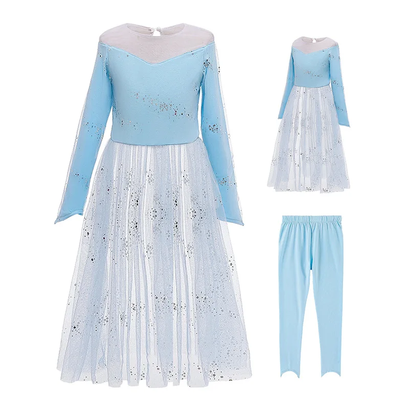 Новая модель: 2 Костюмы с Анной Косплэй для девочек вечеринка на день рождения платье принцессы костюмы синий наряд для маленьких девочек