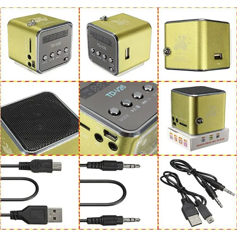 TD V26 мини динамик портативный Micro SD TF карта USB диск стерео громкоговоритель для DVD