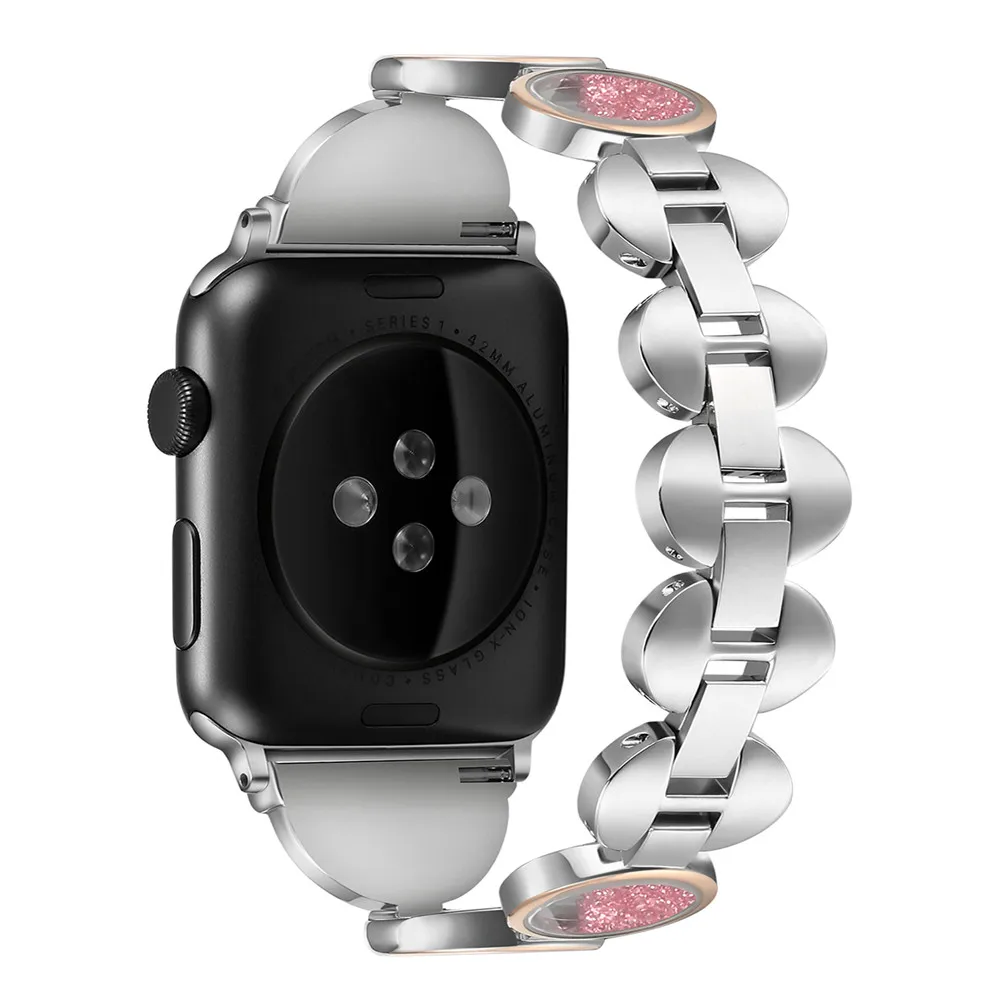 Браслет из нержавеющей стали 40 44 мм для Apple Watch Band 5 Сменный ремешок с бриллиантами 38 42 мм для IWatch 4 3 2 1 Аксессуары - Цвет ремешка: Q silver